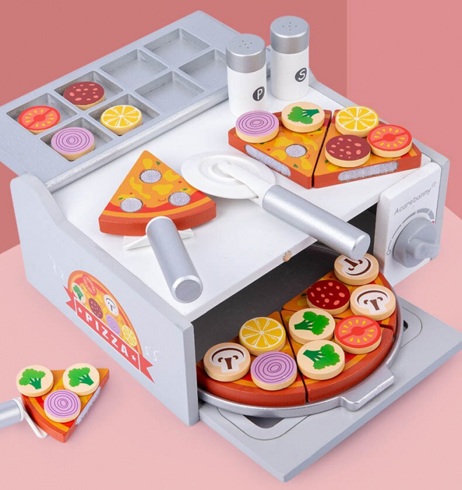 Joc cuptor pizza din lemn - jucarie montessori [3]