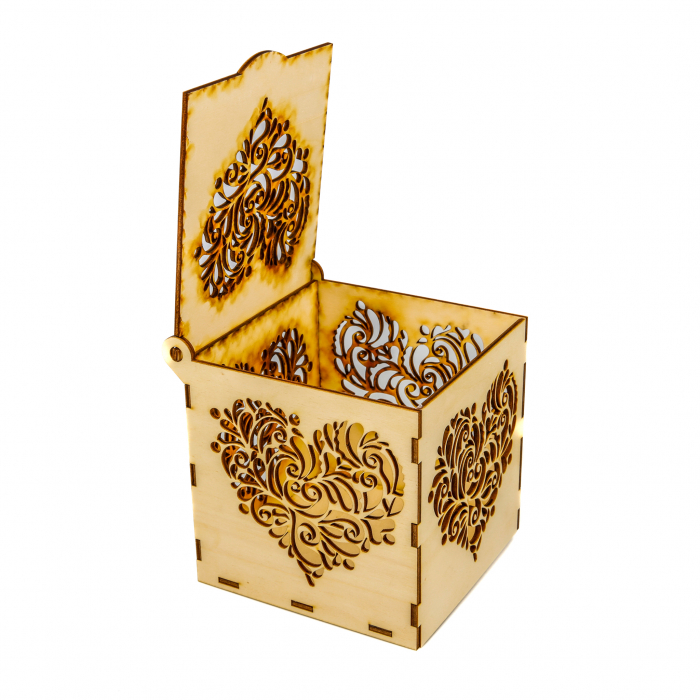 Cutie din lemn cu inima pentru cadouri [5]