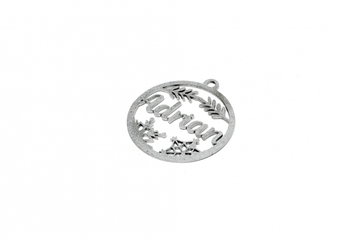 Decoratiune argintie din lemn cu nume - Adrian [2]