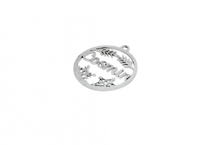 Decoratiune argintie din lemn cu nume - Cosmin [2]