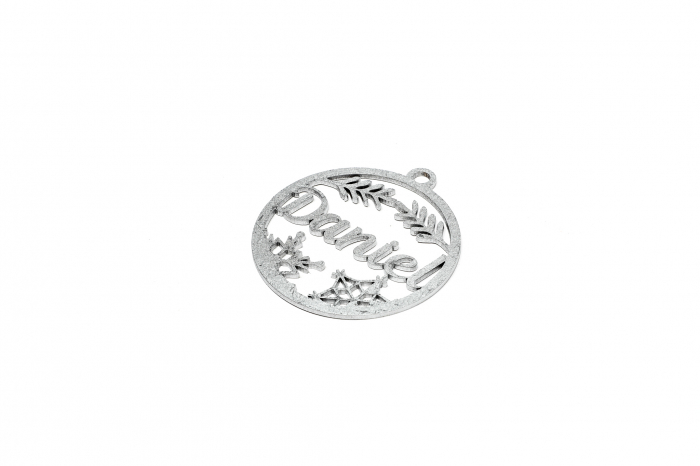 Decoratiune argintie din lemn cu nume - Daniel [2]