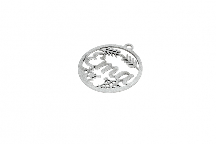 Decoratiune argintie din lemn cu nume - Ema [2]