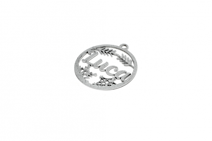 Decoratiune argintie din lemn cu nume - Luca [2]