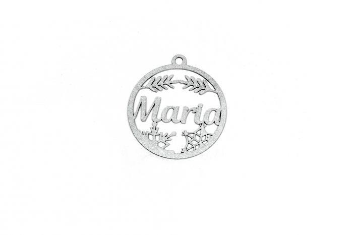 Decoratiune argintie din lemn cu nume - Maria