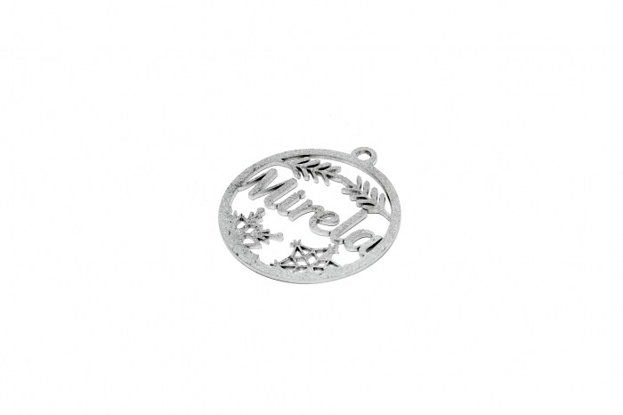 Decoratiune argintie din lemn cu nume - Mirela [2]