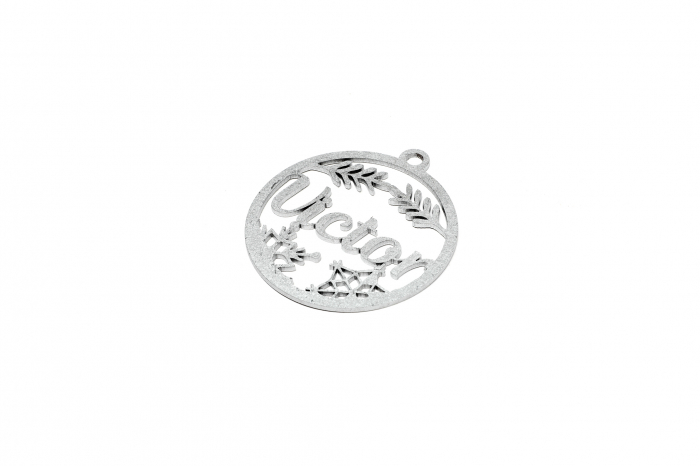 Decoratiune argintie din lemn cu nume - Victor [2]