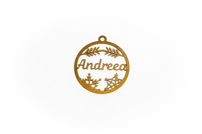 Decoratiune aurie din lemn cu nume - Andreea