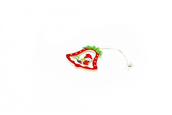 Decoratiune din lemn clopotel cu om de zapada [3]