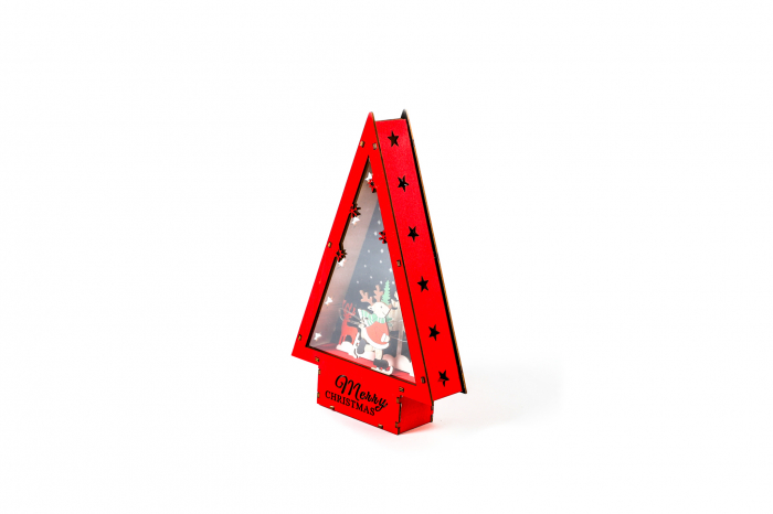 Decoratiune din lemn cu luminite Brad cu ren [3]