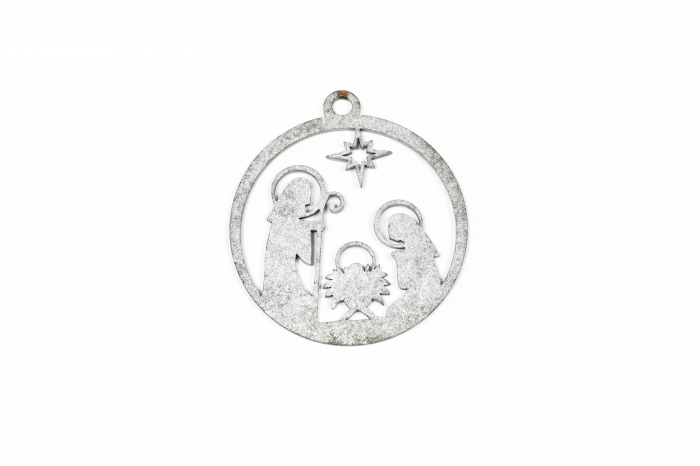 Decoratiune din lemn cu o iesle - argintiu [2]