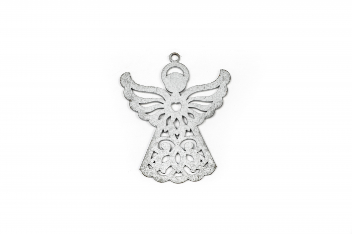 Decoratiune din lemn cu un ingeras - argintiu [2]