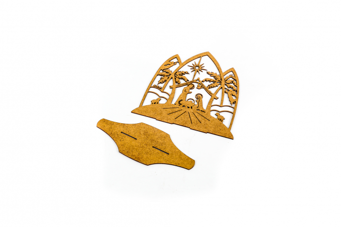 Decoratiune din lemn natur Nasterea Domnului [2]