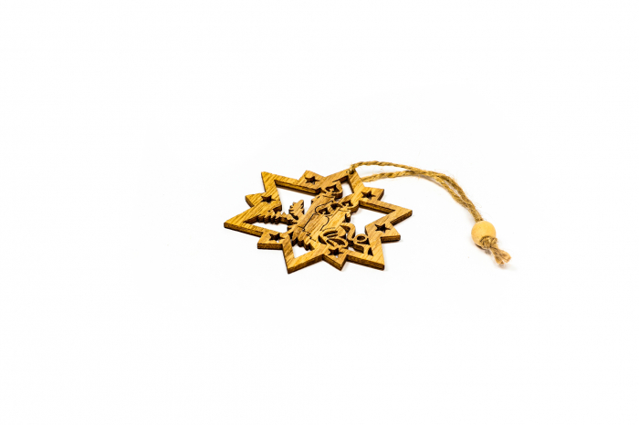 Decoratiune din lemn stea cu lumanare [3]