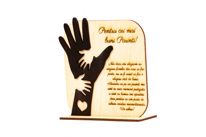 Placheta personalizata din lemn cu maini- Pentru cei mai buni Parinti! [2]