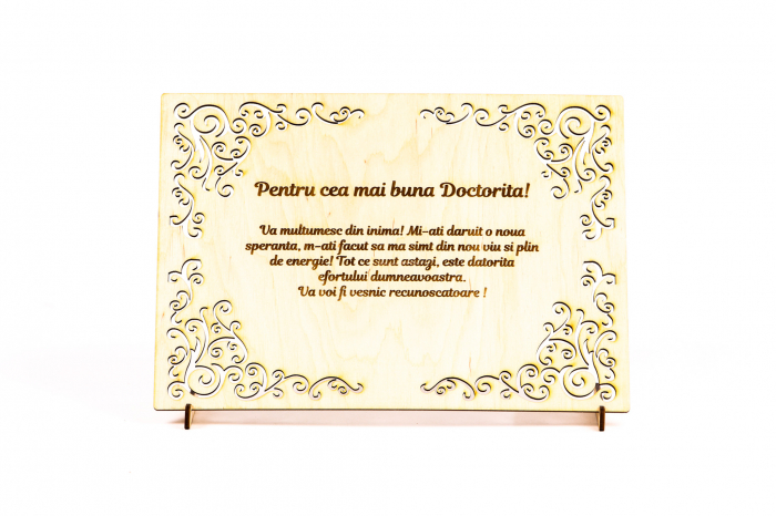 Diploma personalizata din lemn- Pentru cea mai buna Doctorita!