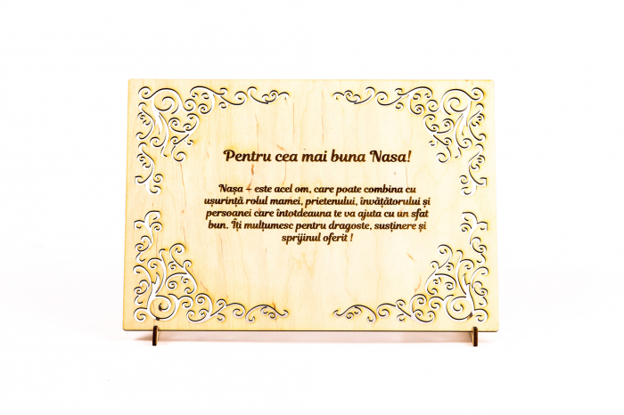 Diploma personalizata din lemn- Pentru cea mai buna Nasa!