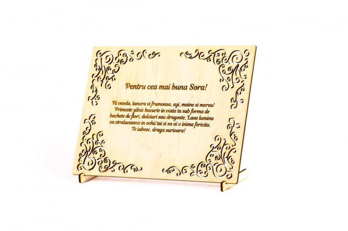 Diploma personalizata din lemn- Pentru cea mai buna Sora! [2]