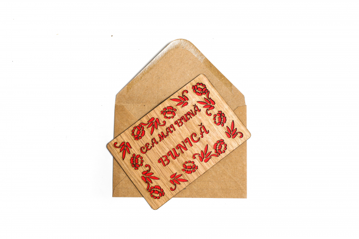 Felicitare  personalizata din lemn - Cea mai buna bunica! [3]