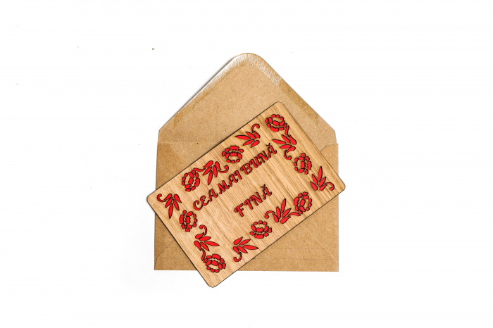 Felicitare personalizata din lemn - Cea mai buna fina! [3]