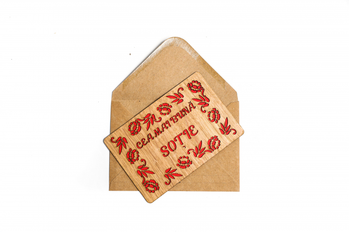 Felicitare personalizata din lemn - Cea mai buna sotie! [3]