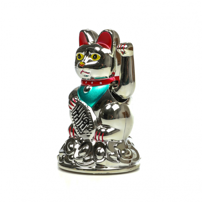 Statueta Feng Shui Pisica argintie pentru prosperitate [3]