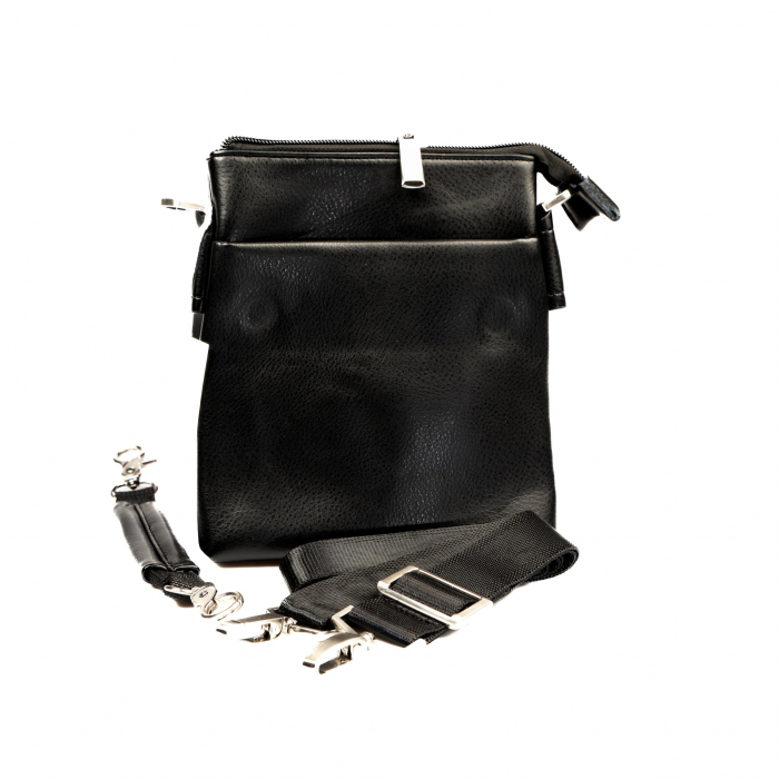 Geanta piele barbati cu inchidere pe magnet- neagra [7]