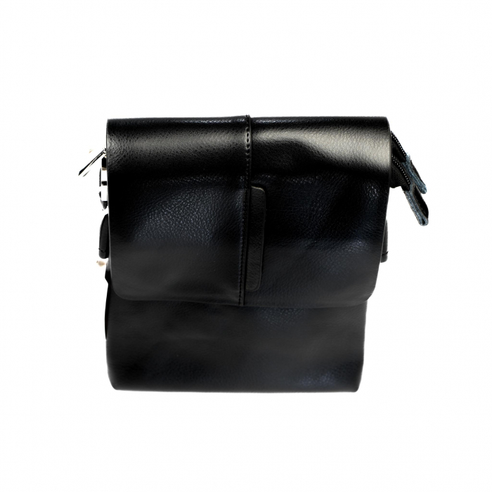 Geanta piele barbati cu inchidere pe magnet- neagra [8]