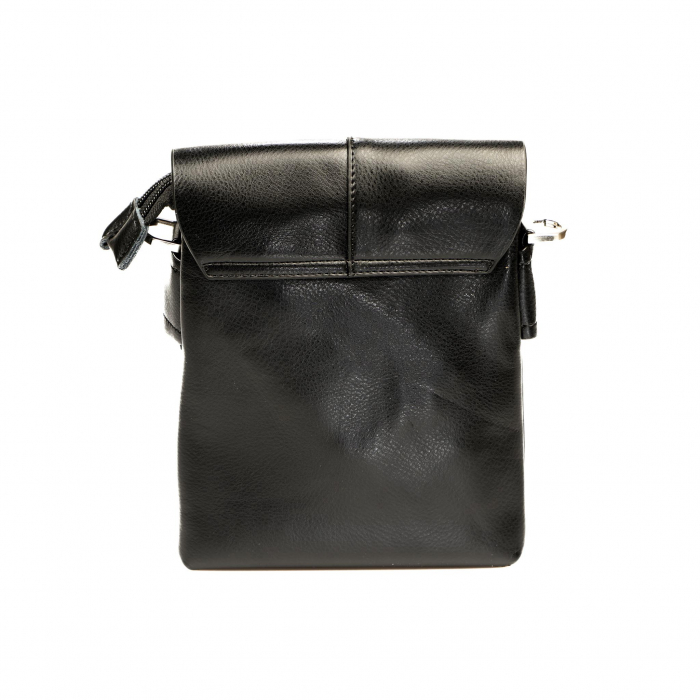 Geanta piele barbati cu inchidere pe magnet- neagra [5]