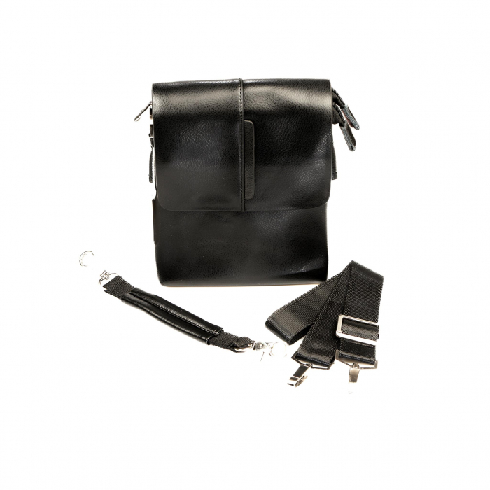 Geanta piele barbati cu inchidere pe magnet- neagra [2]