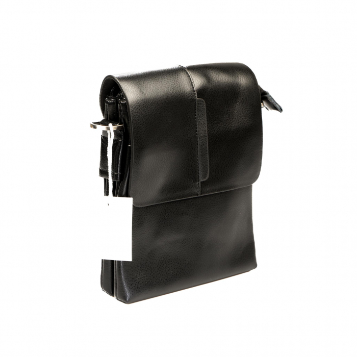 Geanta piele barbati cu inchidere pe magnet- neagra [6]