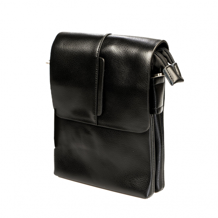 Geanta piele barbati cu inchidere pe magnet- neagra [3]
