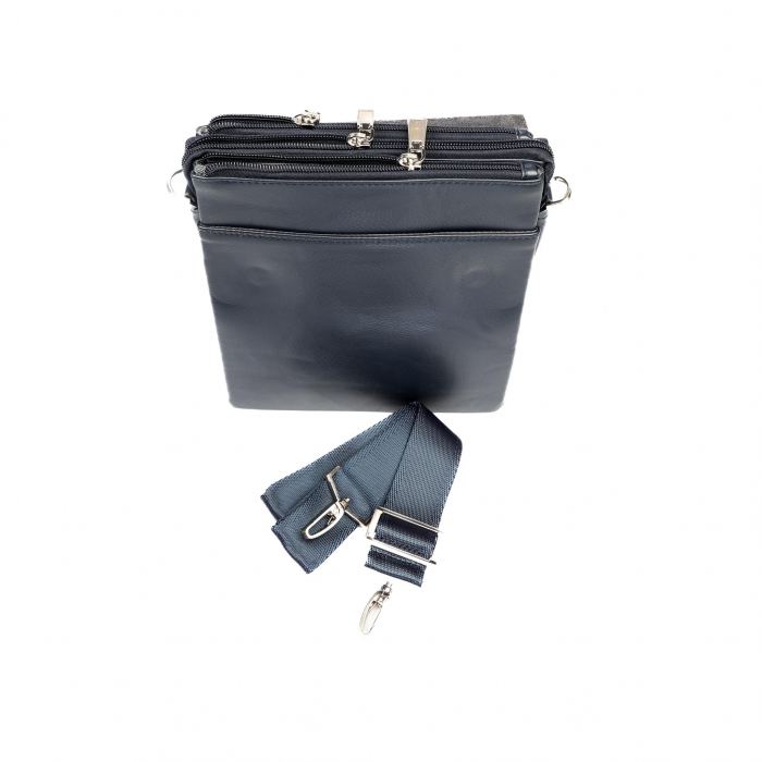 Geanta piele barbati mare cu inchidere pe magnet- albastra [6]