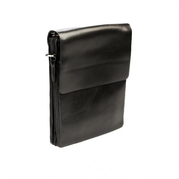 Geanta piele barbati mare cu inchidere pe magnet- neagra [3]