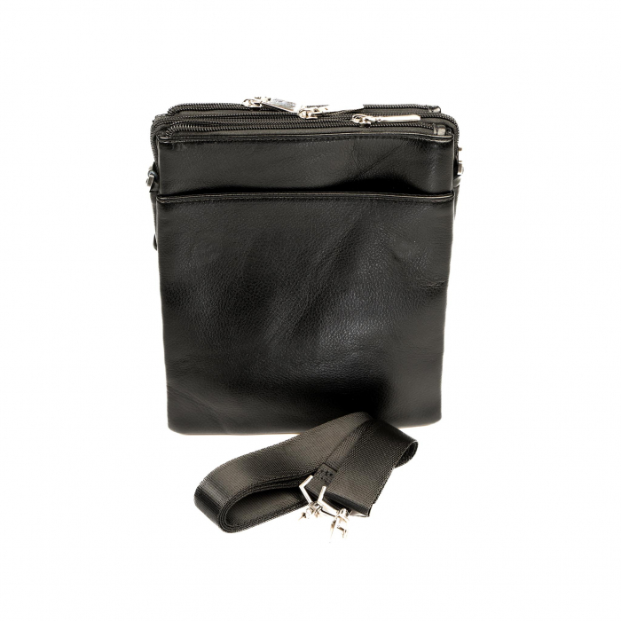 Geanta piele barbati mare cu inchidere pe magnet- neagra [6]