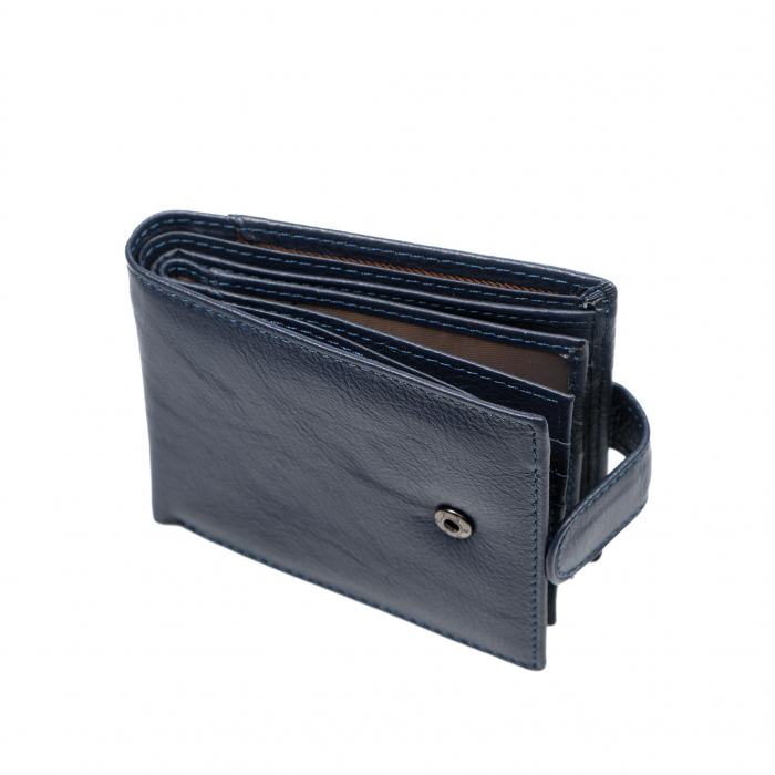 Portofel piele naturala pentru barbati cu capsa Albastru inchis [3]