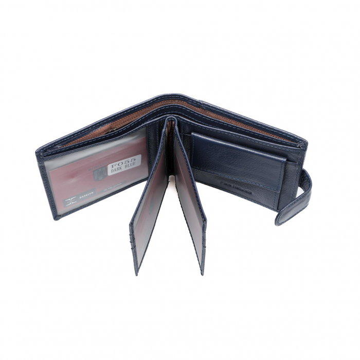 Portofel piele naturala pentru barbati cu capsa Albastru inchis [6]