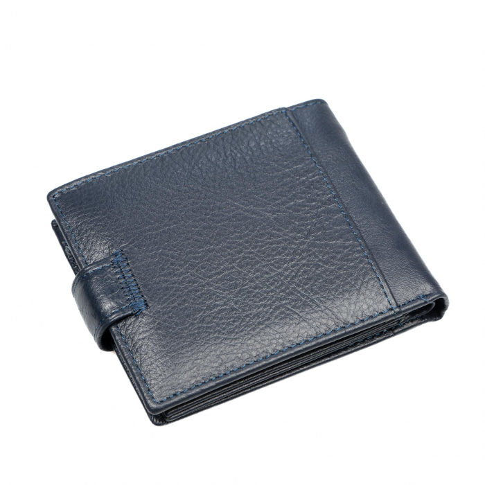Portofel piele naturala pentru barbati cu capsa Albastru inchis [2]