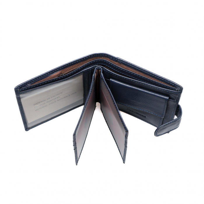 Portofel piele naturala pentru barbati cu capsa Albastru inchis [7]