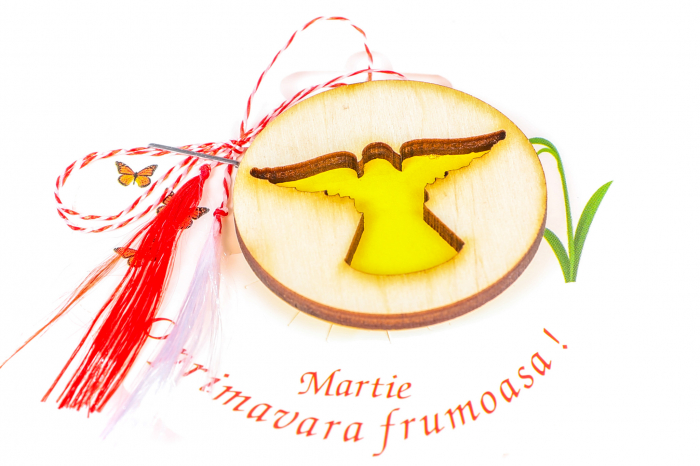 Insigna din lemn cu un inger galben [2]