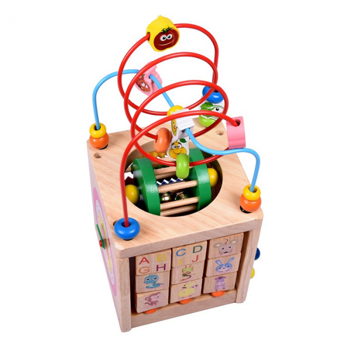 Joc educational Montessori Cub din lemn - 6 in 1 [1]