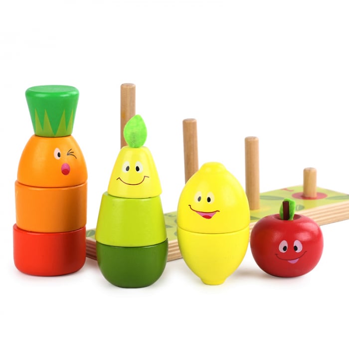 Joc educational Montessori din lemn fructe [2]