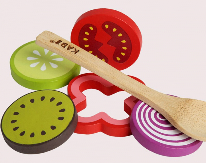 Joc salata de fructe si legume din lemn -  jucarie montessori [4]