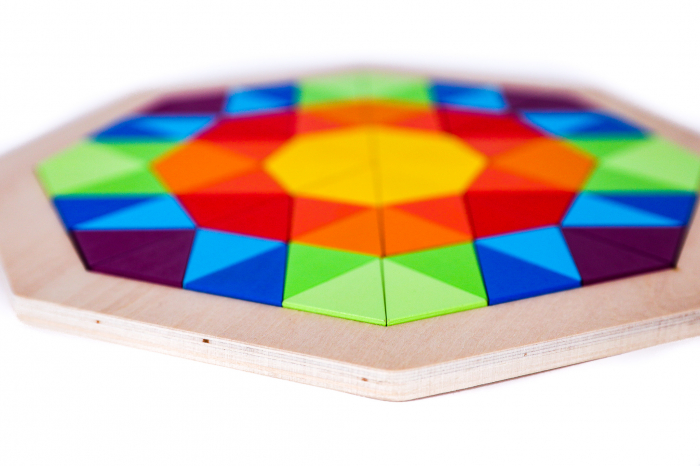 Joc Montessori -hexagon curcubeu din lemn [5]
