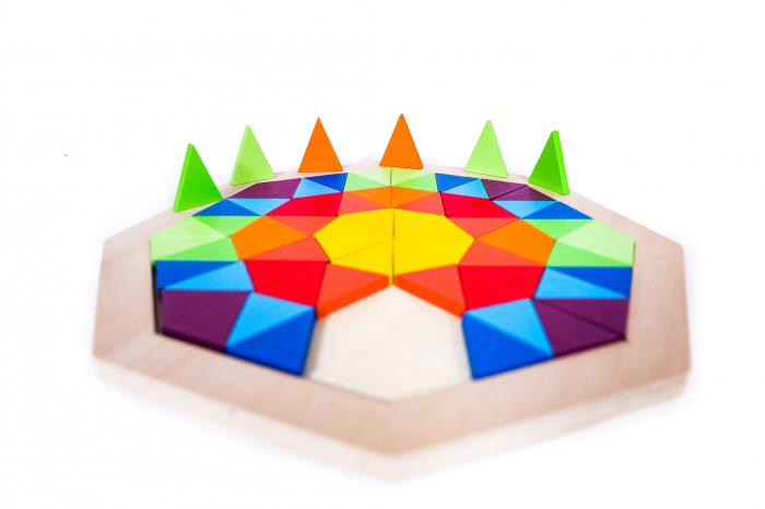 Joc Montessori -hexagon curcubeu din lemn [4]
