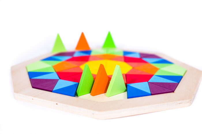 Joc Montessori -hexagon curcubeu din lemn [3]