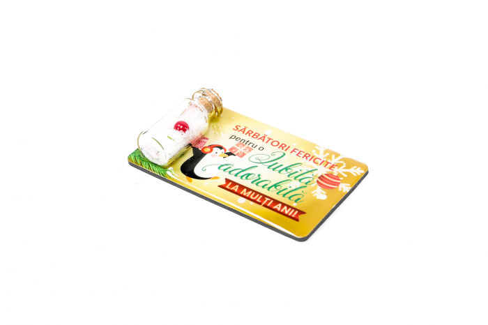 Magnet de Craciun galben cu mesaj - Iubita adorabila [2]