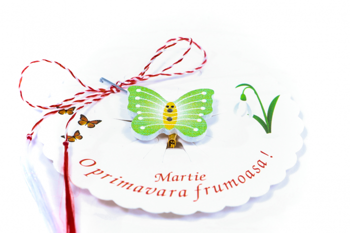 Martisor-brosa cu un fluture verde cu galben [2]