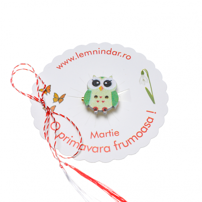 Martisor-brosa cu o bufnita simpatica cu nuante de verde [2]