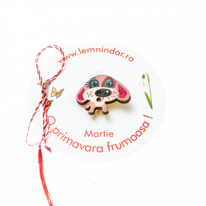Martisor-brosa cu un catel dragut roz [2]