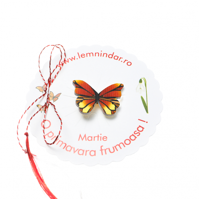 Martisor-brosa cu un fluturas portocaliu cu galben [2]